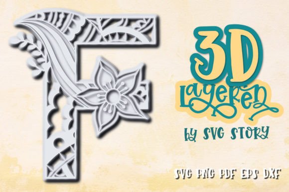 3D Layered Letter F Multilayered Design for Creative Projects