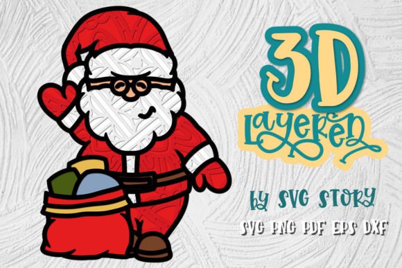 3D Layered Santa 05 Christmas Design: A Versatile Holiday Craft Resource