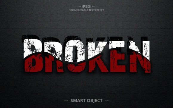 Broken 3D PSD Best Text Effect Design – A Fully Editable Creative Solution for Stunning Typography