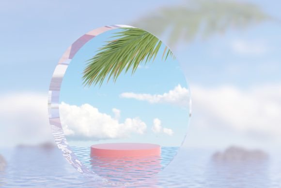 Podium with Palm Leaves Scene