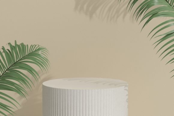 Product Podium Scene with Palm Leaves for Professional Product Displays