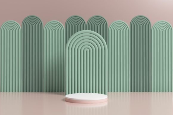 Product Podium with Abstract Green Shape