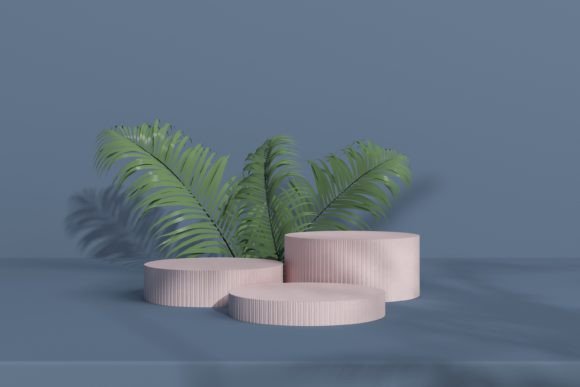 Product Podium with Palm Leaves: A Versatile Solution for Product Presentation