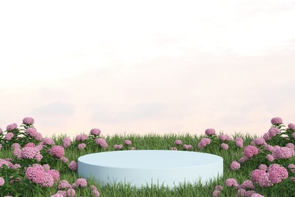 White Podium with Hydrangea Flowers: A Strategic Tool for Visual Storytelling and Product Presentation